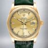 Rolex Day-Date Men’s m118138-0125 36mm Leather Strap Green-tone
