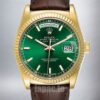 Rolex Day-Date m118138-0030 Men’s 36mm Leather Strap Green Dial