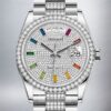 Rolex Day-Date 36mm m128349rbr-0012 Men’s Silver-tone Diamond Paved Dial